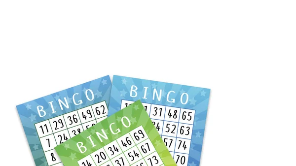 Beyaz arka planda mavi ve yeşil bingo biletleri olan şablon. Pankart, poster, duvar kağıdı, web sitesi, kapak, sosyal medya için kullanılabilir