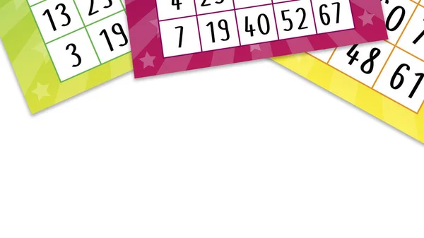 Fun Simple Template Pink Green Yellow Bingo Tickets White Background — Stock Photo, Image