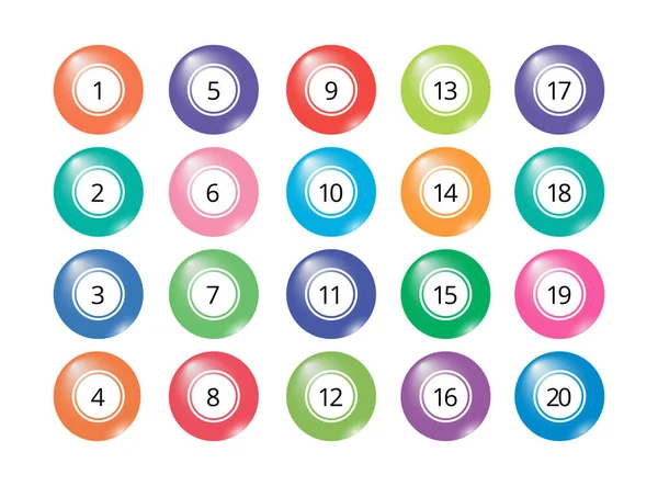 Big Collection Realistic Isolated Bingo Lottery Balls Numbers Multicolored Objects — Stock Vector