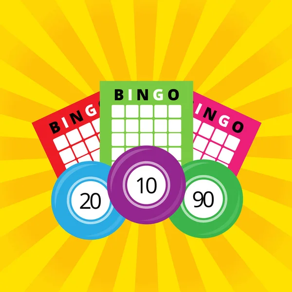 Lotto Poster Mit Bingo Losen Und Kugeln Auf Gelb Glühendem — Stockvektor