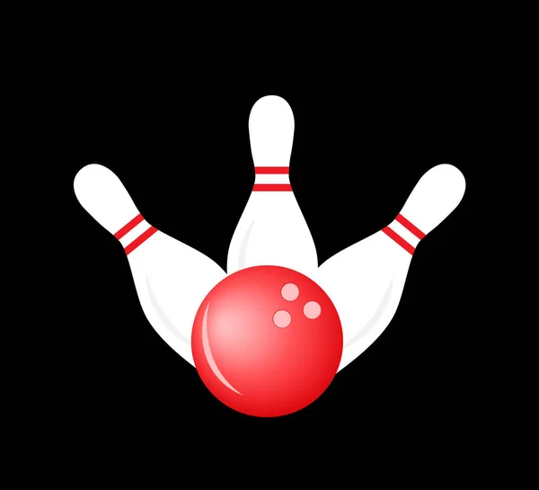 Bowling Weiße Anstecknadeln Und Rote Kugel Realistische Sportobjekte Für Banner — Stockvektor