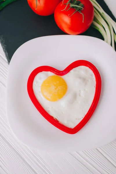 Valentine day.romantic breakfast. — Stock Photo, Image