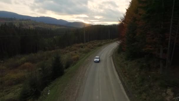 Paseos en coche por un camino de montaña — Vídeo de stock
