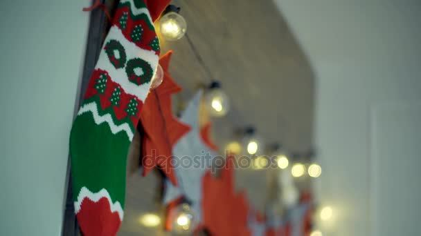 クリスマスと正月飾り。抽象的なボケ休日背景がぼやけ — ストック動画