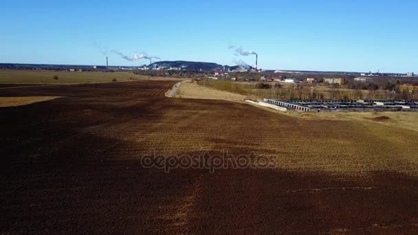 Vue ariale d'un plan industriel. Gros plan 