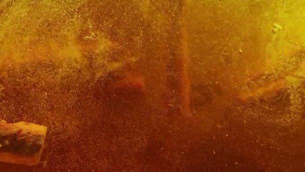 Épices Volant et Tombant, dans le thé ou le vin chaud, sous l'eau Slow Motion. Vue du dessus — Video