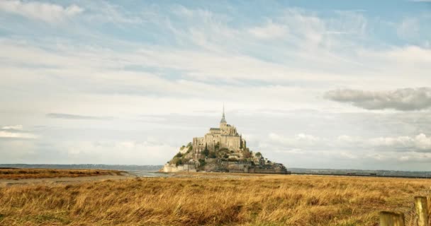 Zaman aşımı Le Mont Saint Michel, Saint Michaels Dağı, Normandie, Fransa — Stok video