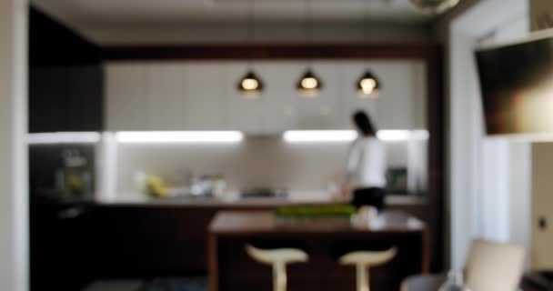 餐厅、办公室和家的厨房背景模糊不清 — 图库视频影像