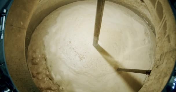 Bier brauen im Tank zum Brauen, Prozess der Bierherstellung. Nahaufnahme — Stockvideo