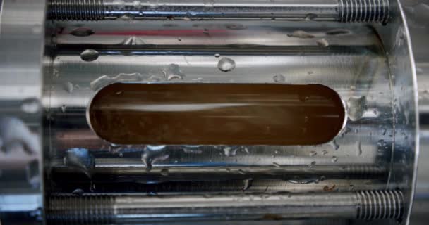 Liquid in transparent tube during beer brewing process. light beer — Stock Video