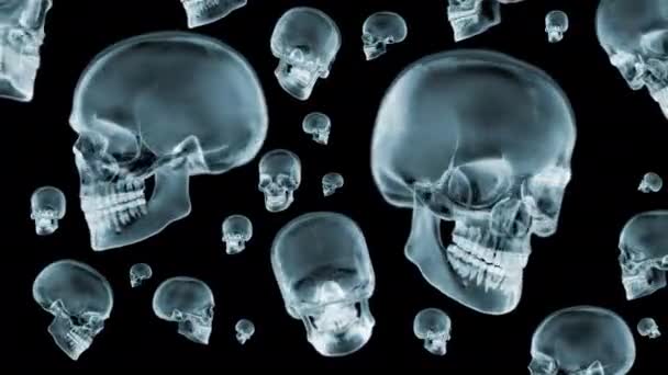 Múltiples Cráneos Rayos Girando 360 Grados Lazo Sin Costuras Animación — Vídeos de Stock