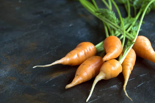 Raw carrots on a black background. — Stock Photo, Image