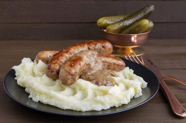 Bangers And Mash. Traditional British Dishes. — Stock Photo, Image