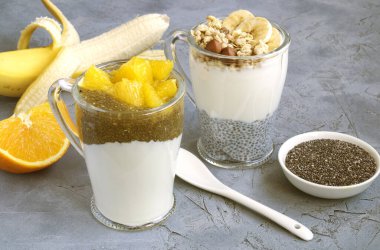 Chia tohumlu yoğurt. sağlıklı beslenme