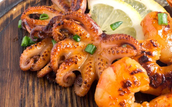 Frutti Mare Fritti Piccanti Salsa Cucina Asiatica — Foto Stock