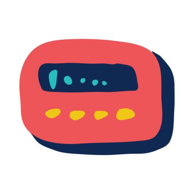 Çizgi film retro çağrı cihazı simgesi beyaz arkaplanda izole edildi. Vektör