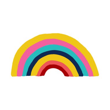 Beyaz arkaplanda izole edilmiş karikatür gökkuşağı ikonu. Vektör