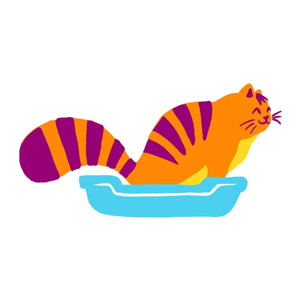 Cute tabby orange cat in a flat cartoon style. Vector — Stock Vector
