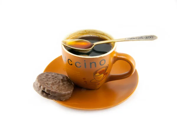Kopje cappuccino en cookies — Stockfoto