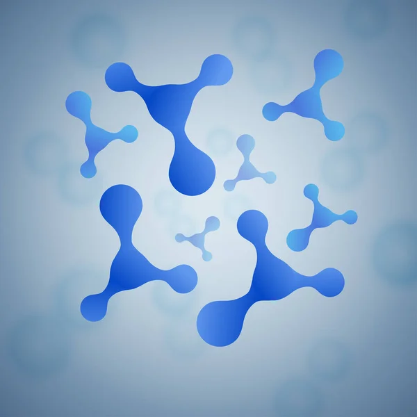 Tridimension moleküler yapısı mavi haotic akan ile küresel partiküller, atomlar soyut. Vektör çizim hayat ve Biyoloji, tıp bilimsel araştırma, dna, teknoloji kavramı. Arka plan.