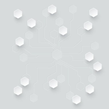 Çizgili desen altıgen geometrik parça float. Arka plan kağıt sanat tarzı. Teknoloji ve bilim, molekül, kimya, tıp ya da fütüristik iş için vektör illüstrasyon kavramı.