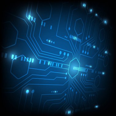 Yüksek teknoloji arka plan bağlı. Neon ışık geometrik şekil ve çizgi, perspektif düz stil. Vektör illüstrasyon kavramı fütüristik teknoloji, bilim, iş, sanayi için.