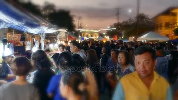 PHUKET, THAILAND - FEBRUARY 2017: crowded special event covered street night market with stalls Phuket, Thailand. — Stock Video