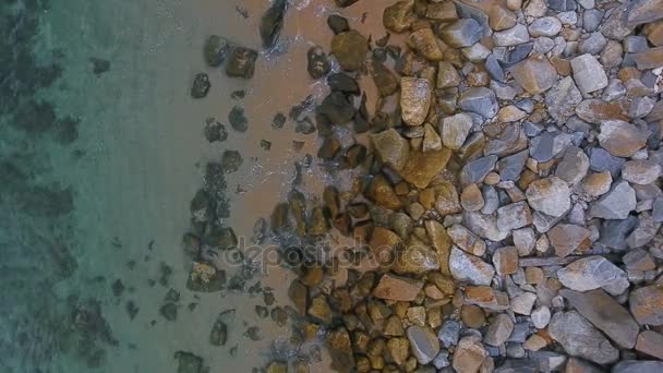 Aerial Tropical beach with rock, Patong Phuket Thailand — Stock Video