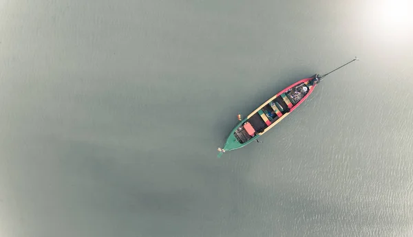 Luchtfoto Van Lange Staart Boot Van Tropisch Strand Zuid Thailand — Stockfoto