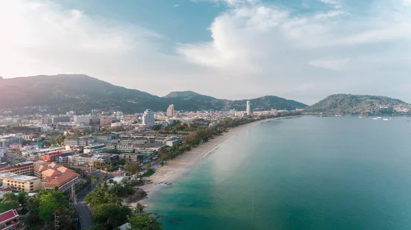 Luftaufnahme Des Patong Beach Süden Thailands Ohne Menschen Strand — Stockfoto