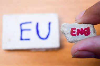 Brexit İngiltere'de AB referandum kavramı kelime BM ile ve Eng taş duvar