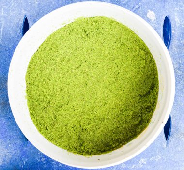 Wolffia globosa ya da taze su Alga, su yemek, bataklık yosun.