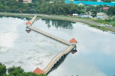 Sisaket, Tayland 2016 kaeklangnum Nehri Köprüsü'nün havadan görünümü