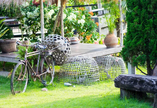 Yeşil Çimenlerin Üzerinde Eski Tay Bikecycle — Stok fotoğraf