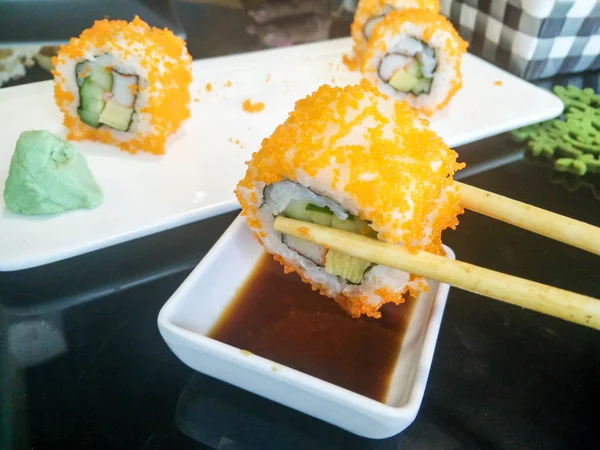 Close Sushi Rola Comida — Fotografia de Stock
