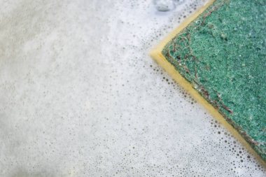 Doku için kopya alanı ile kabarcıklar arka planda Scotch Brite