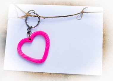 Sevgililer günü için doku için boş kağıt ile pembe kalpli pembe kalp. Aşk kavramı.