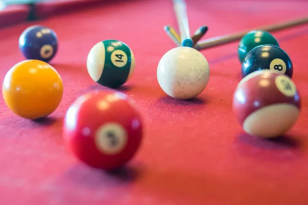 Μπάλες Snooker Στο Τραπέζι Snooker — Φωτογραφία Αρχείου