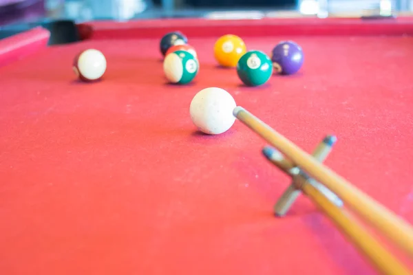 Μπάλες Snooker Στο Τραπέζι Snooker — Φωτογραφία Αρχείου