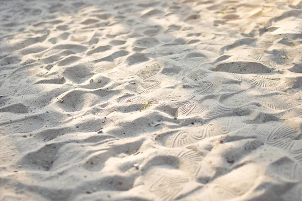 Tem Muitas Pegadas Areia — Fotografia de Stock