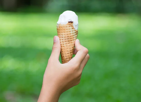Ice Cream Cone Girl Hand — Stock Photo, Image