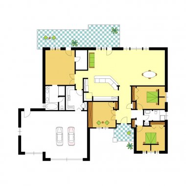 mimari vektör daire kat planı