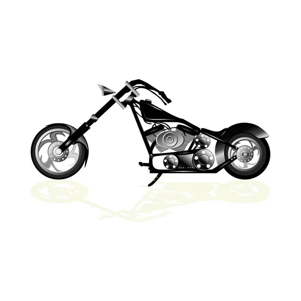 Fekete Motorkerékpár Silhouette Elszigetelt Fehér Background — Stock Vector