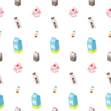 şişe süt vektör Dikişsiz desen beyaz