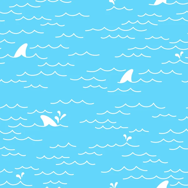 Shark Sea Ocean doodle vzor bezešvé — Stockový vektor