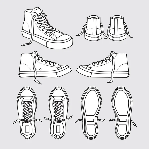 Zapatillas blancas y negras aisladas — Archivo Imágenes Vectoriales