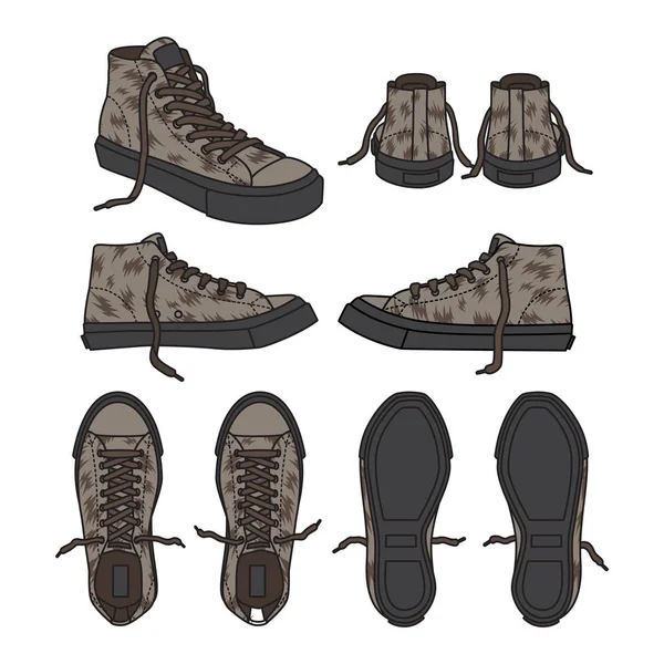 Sneakers Brown Illustrazioni camuffamento — Vettoriale Stock