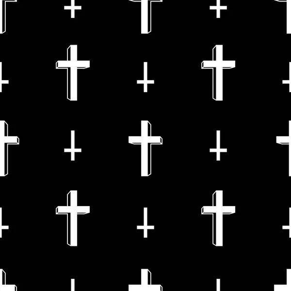 Seamless religious cross pattern on black background wallpaper — Stock Vector