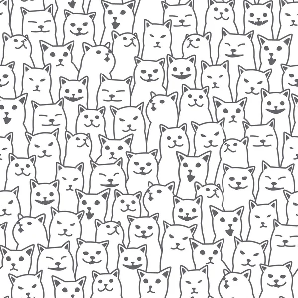 Kucing kucing Vektor Seamless Pola latar belakang kertas dinding putih - Stok Vektor