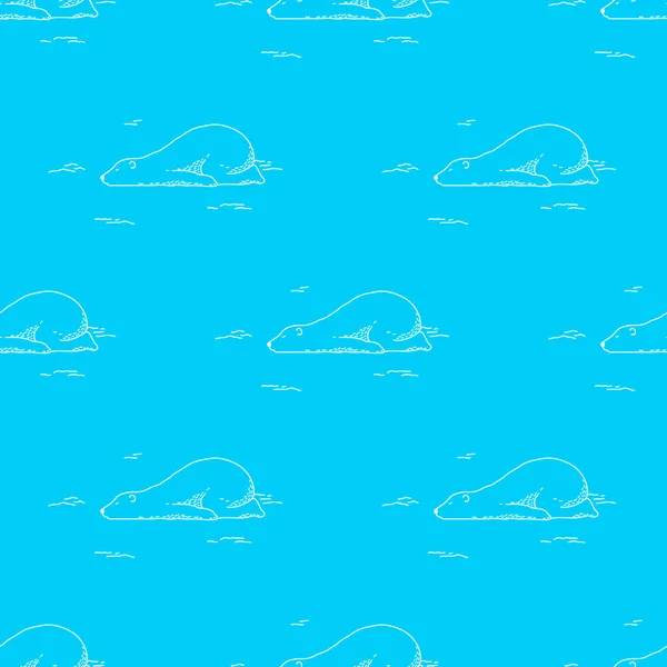 Oso dormido oso polar Vector Seamless Pattern fondo de pantalla azul — Vector de stock